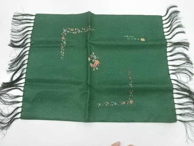 作家物　花模様織出し卓布